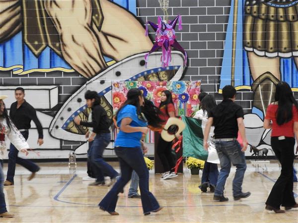 students performing at school event