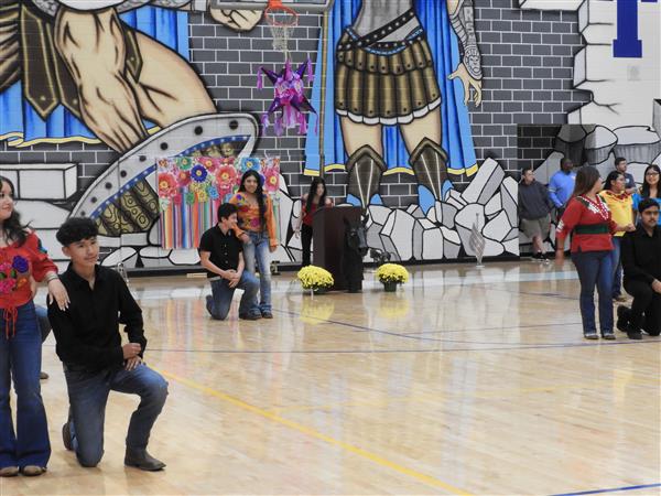 students performing at school event