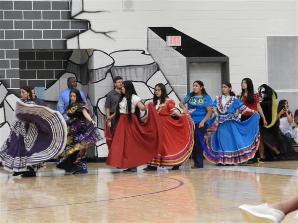 students performing at school event