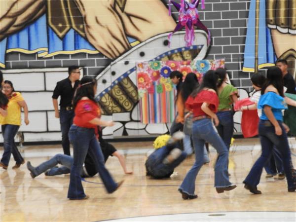 students performing at school event