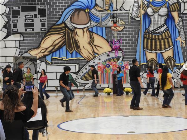 students performing at school event