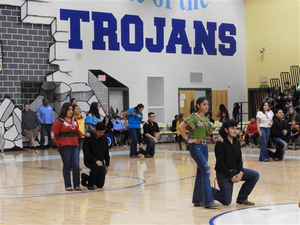 students performing at school event