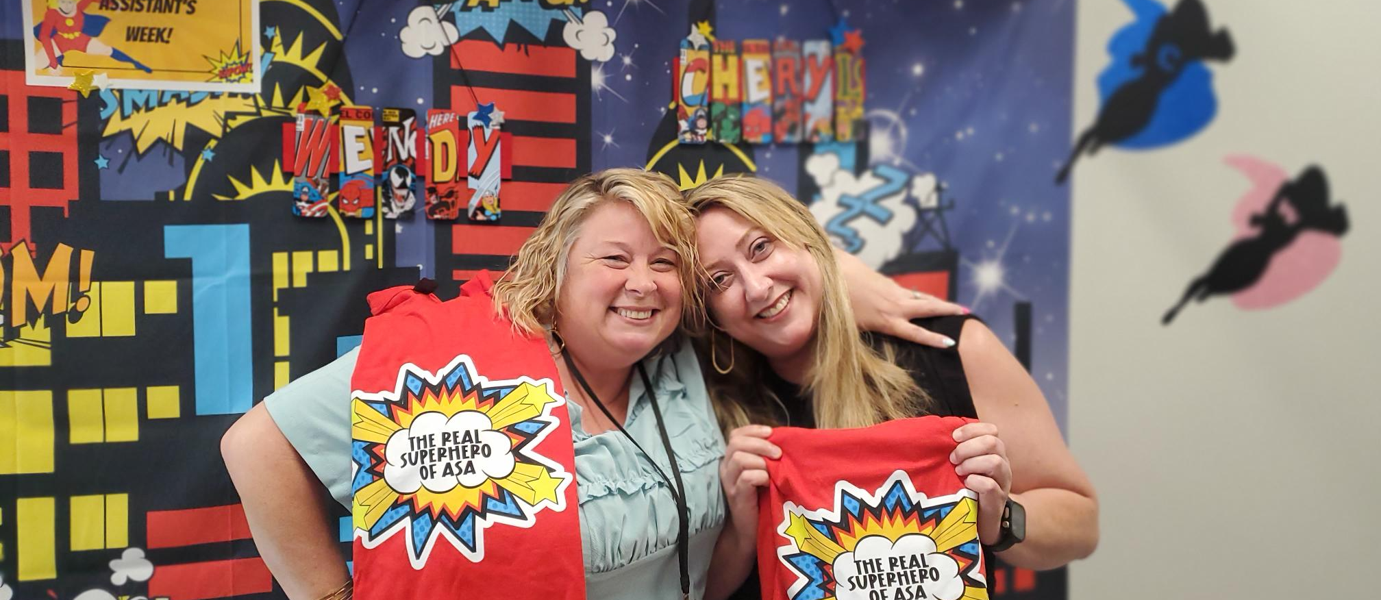 Mrs. McDaniel and Ms. Love celebrating.