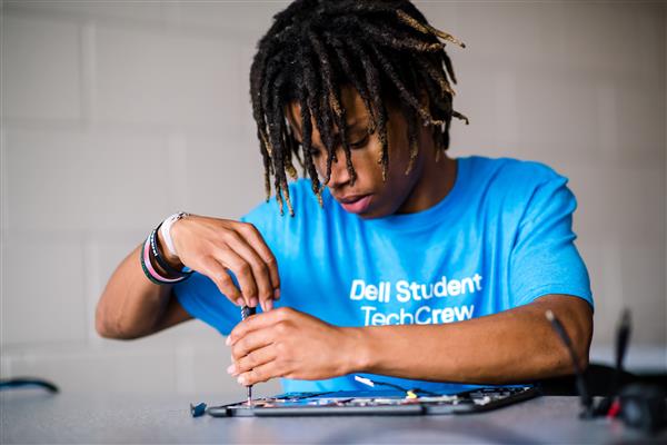 Boy working on laptop 