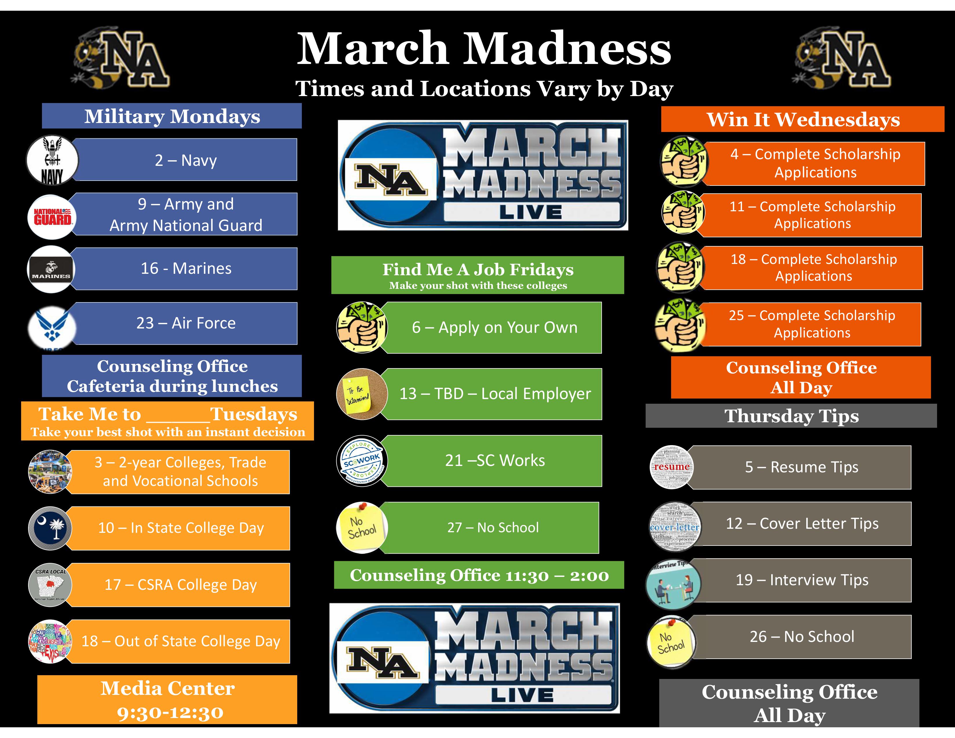 March Madness Senior Dates.