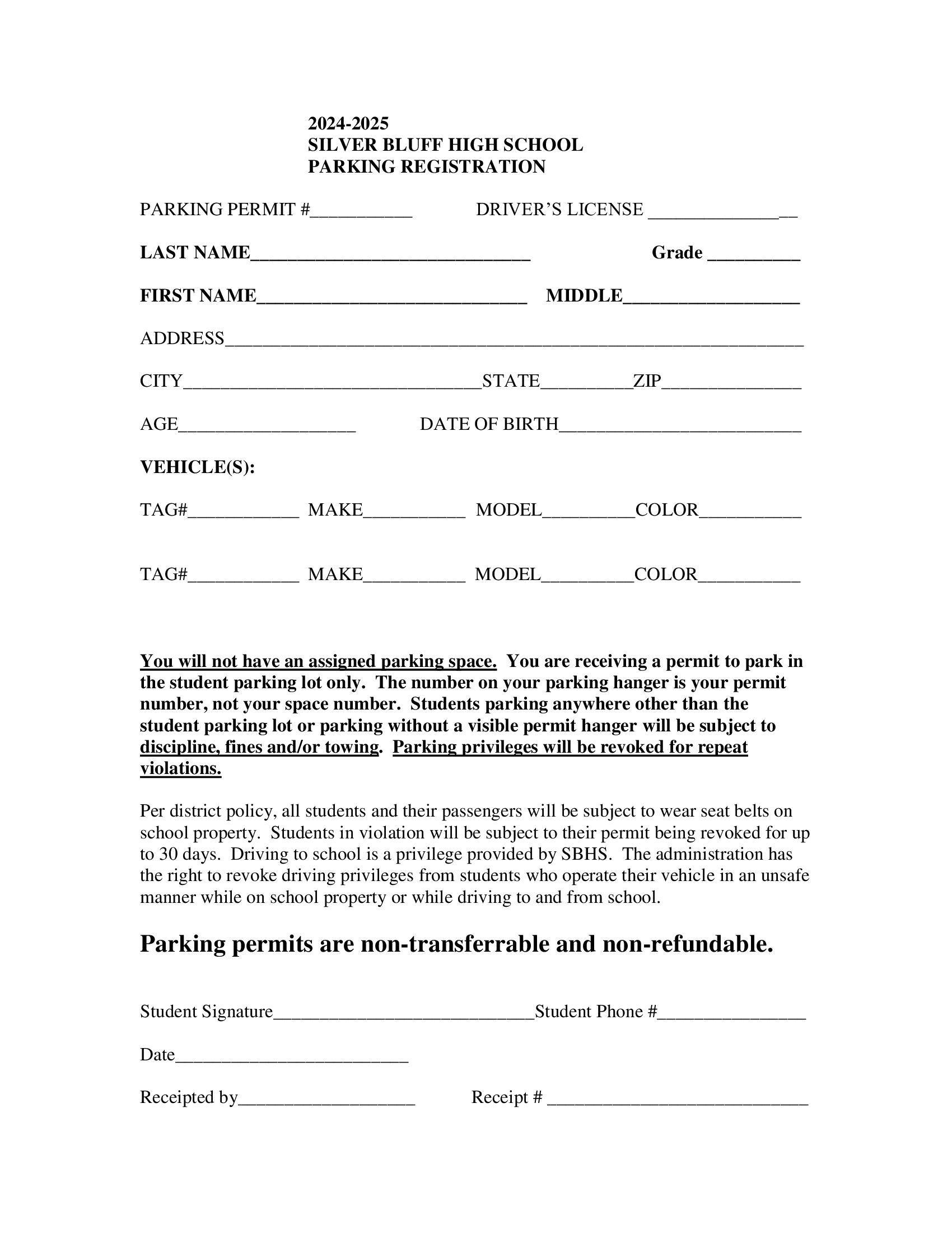 2024-2025 Parking Registration