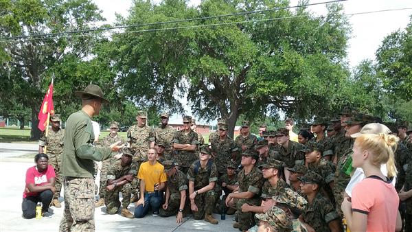 military students at activity