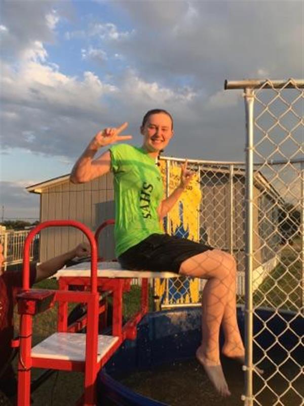 student sit at a cart 