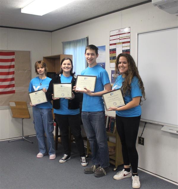 Students with award