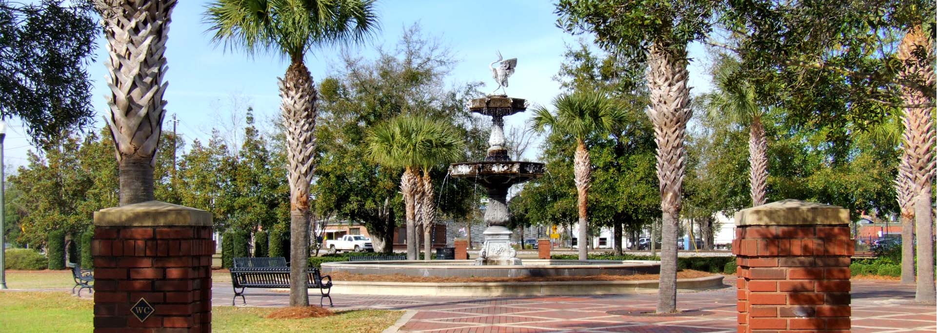 downtown area with fountain