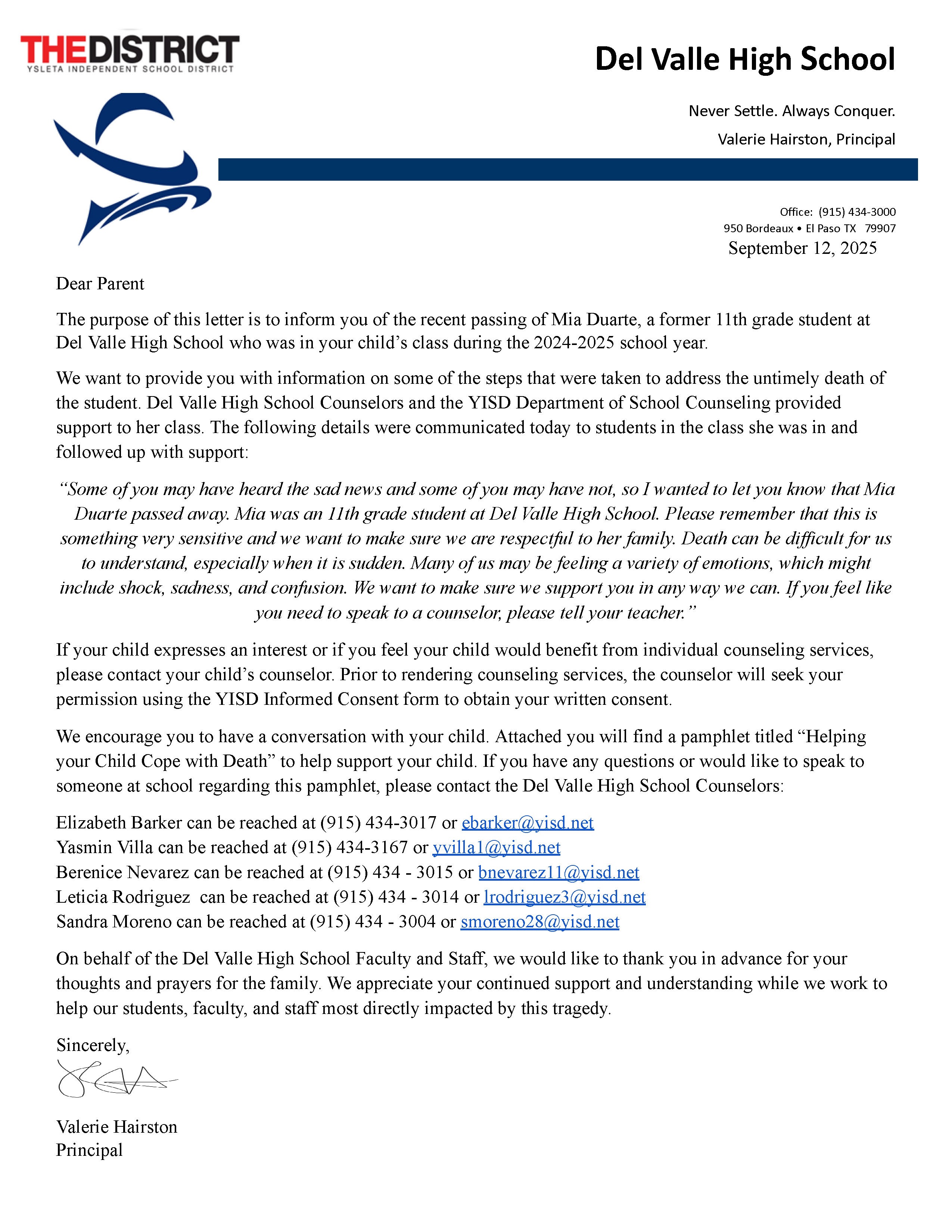 principal's Message