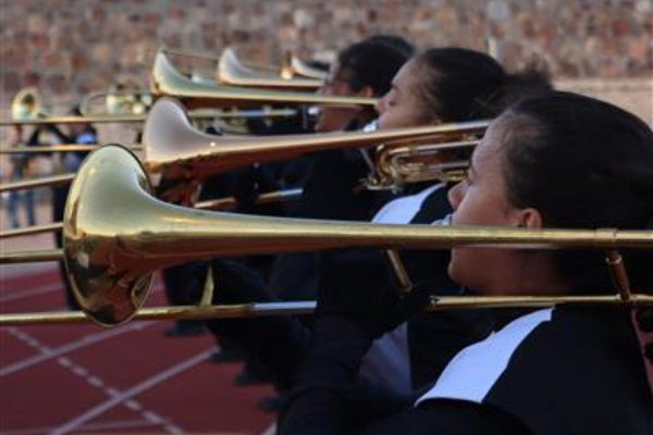 band members playing the tromp 