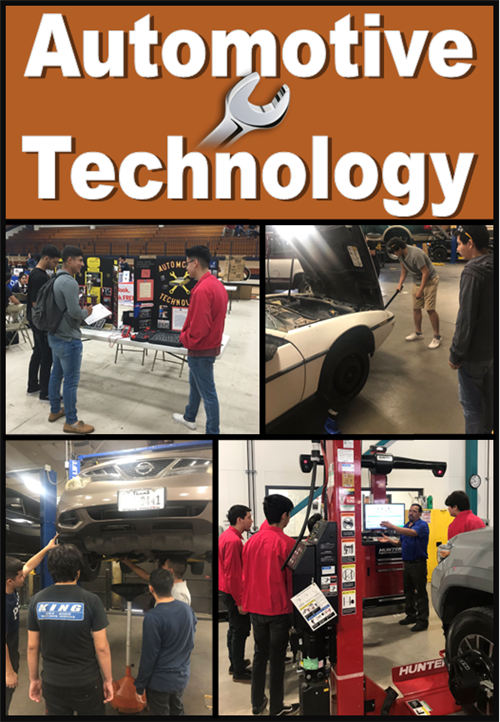 Collage of Automotive technology students doing activities