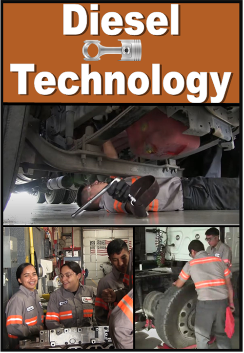 Collage Diesel Technology students working on a car 