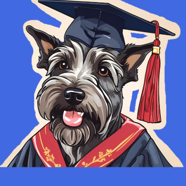 scottish dog with cap and gown