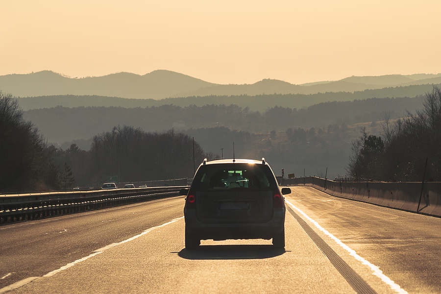 a car on a freeway