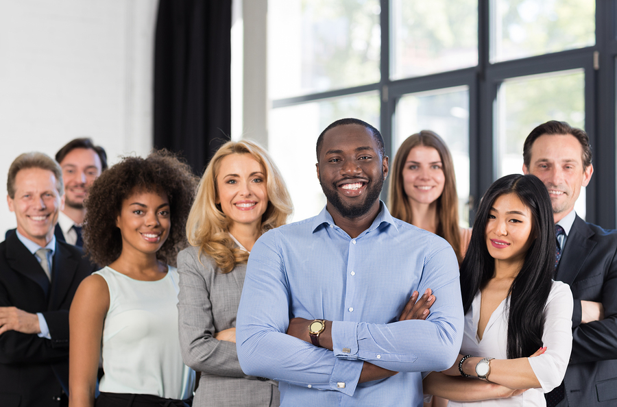 a smiling group of people