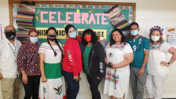 students and teachers wearing mexican customs 