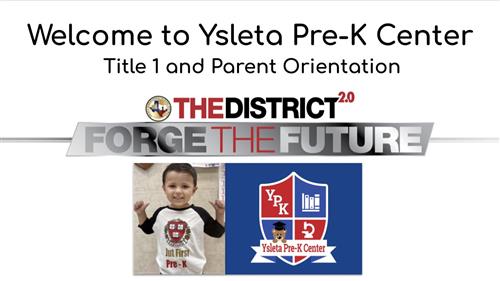 Welcome To Ysleta Pre - K Center banner with a kid smiling