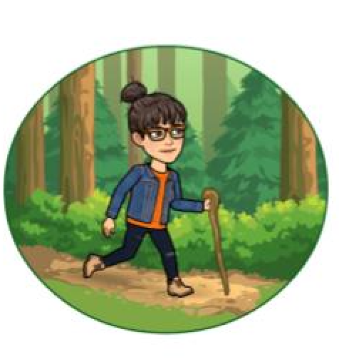 drawing of a person walking  on a forest 