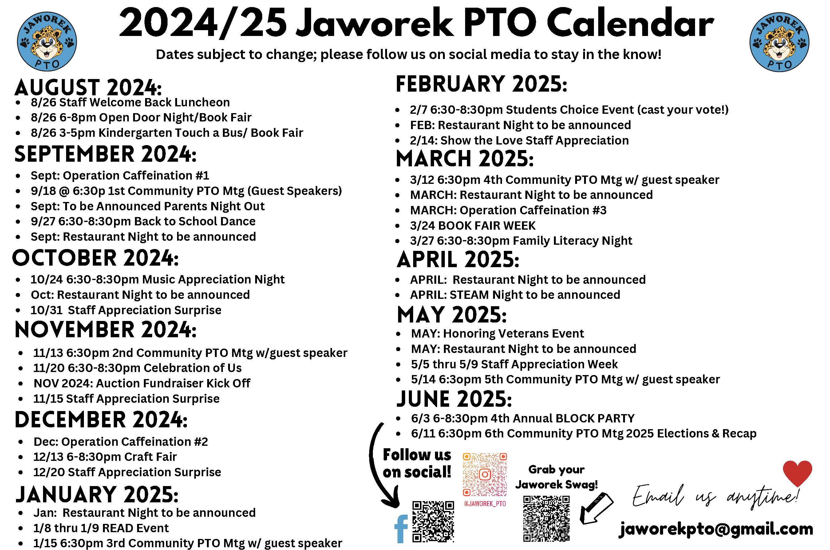 2024-25 events calendar