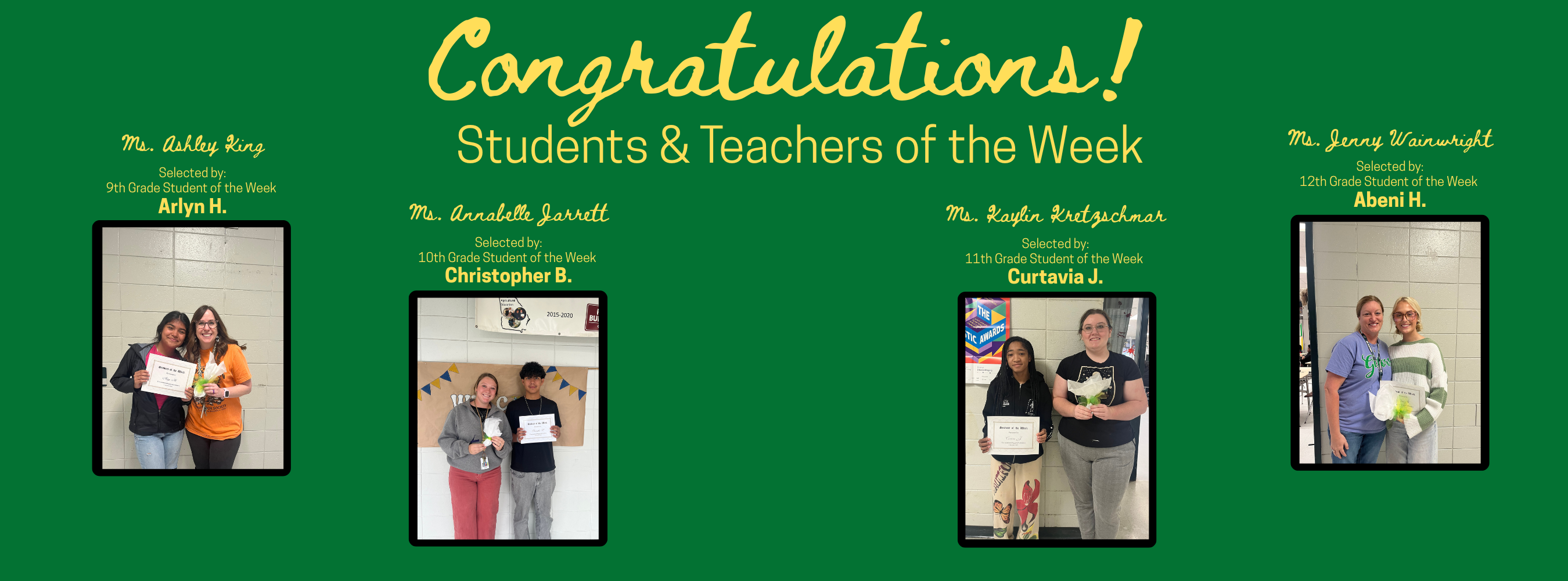 Students & Teachers of the Week