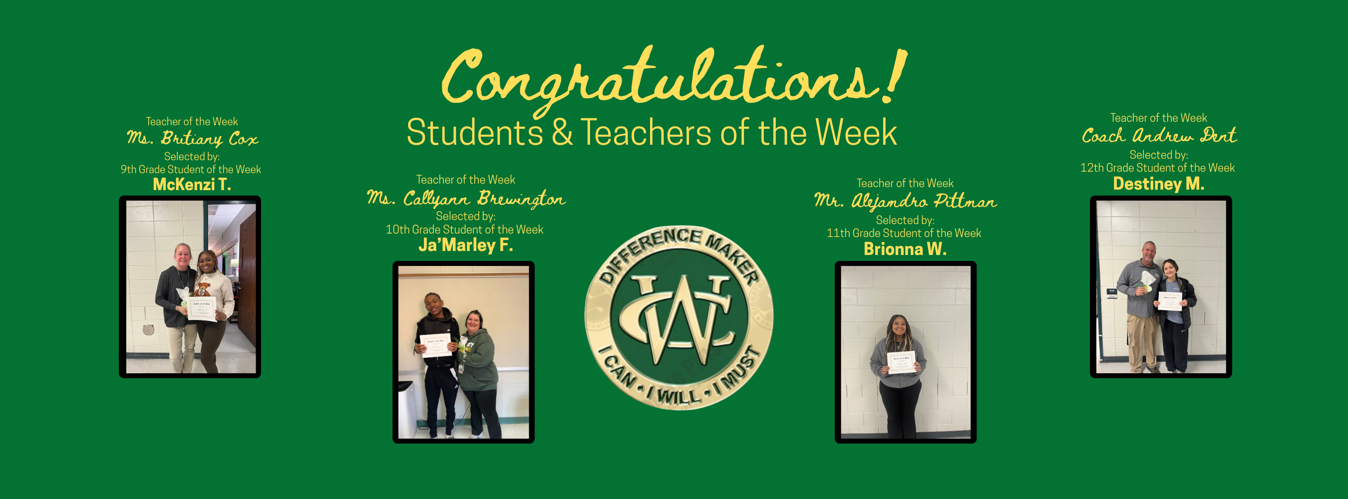 Students &amp; Teachers of the Week