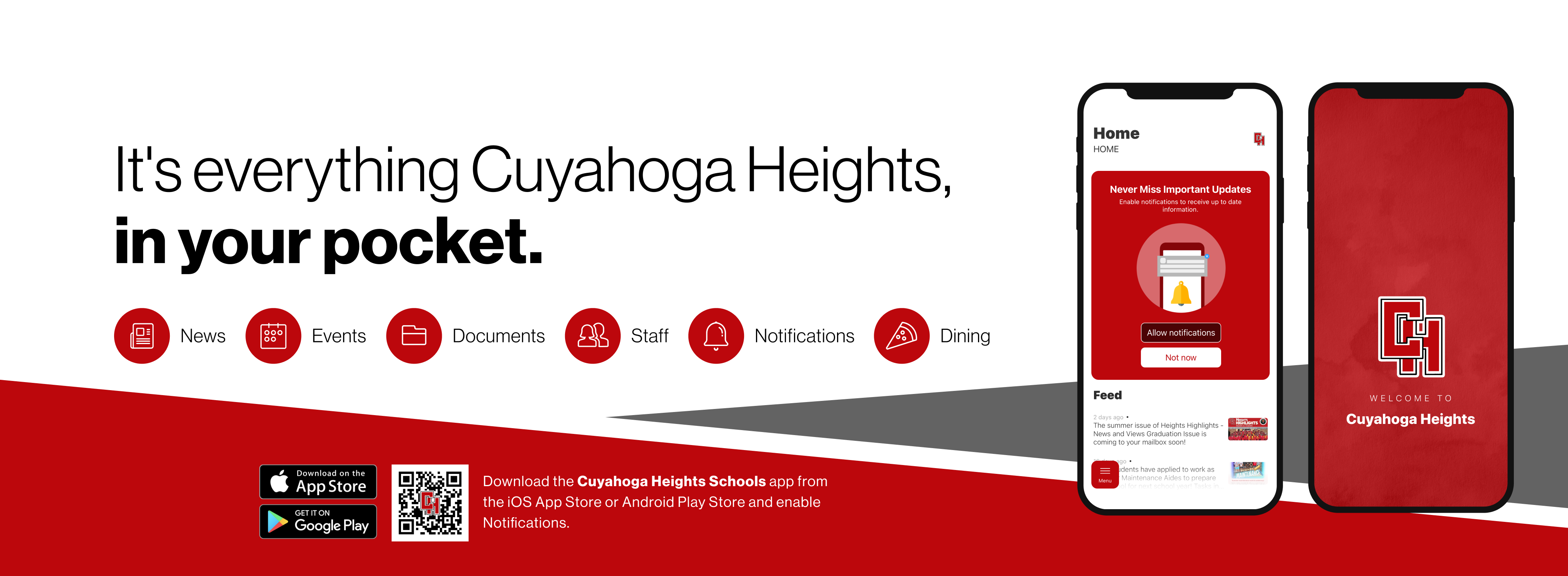 Say hello to Parent-Teacher chat in the new Rooms app. Download the Cuyahoga Heights Schools app in the Google Play or Apple App store