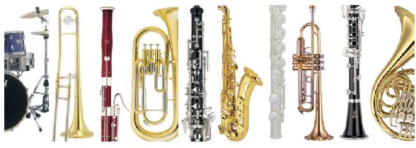 Row of band instruments