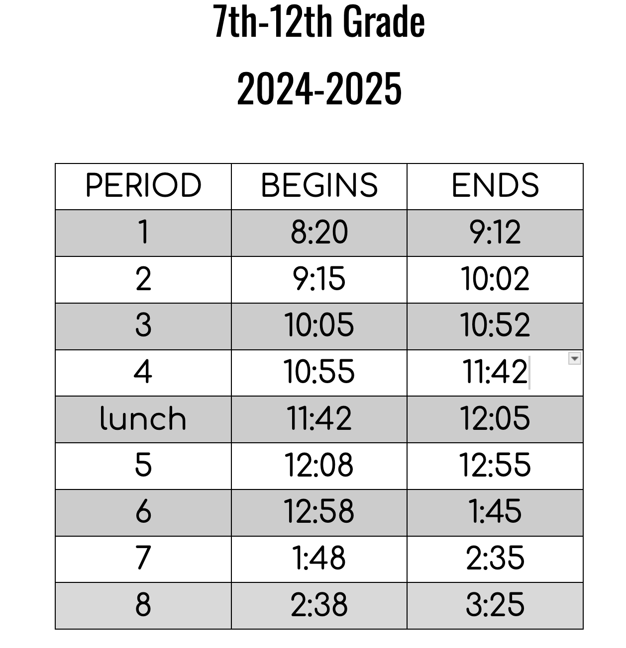 Bell Schedule