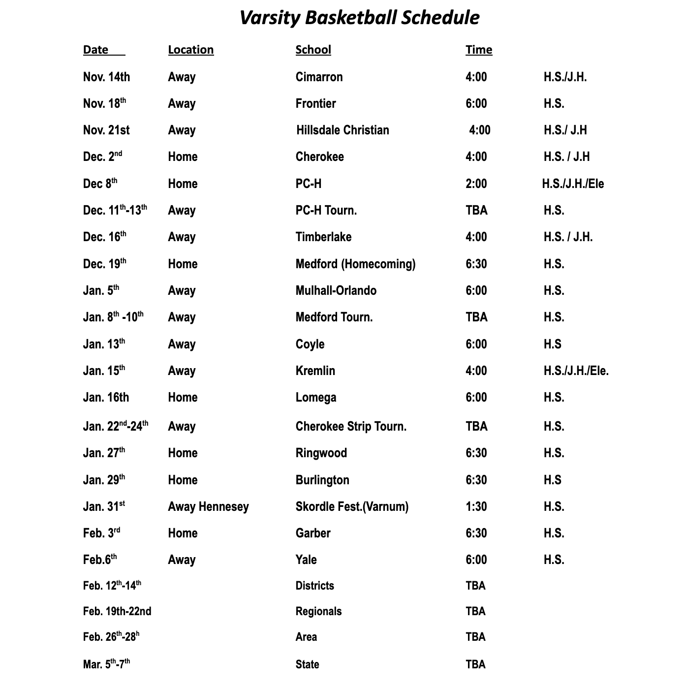 High School Basketball Scrimmage