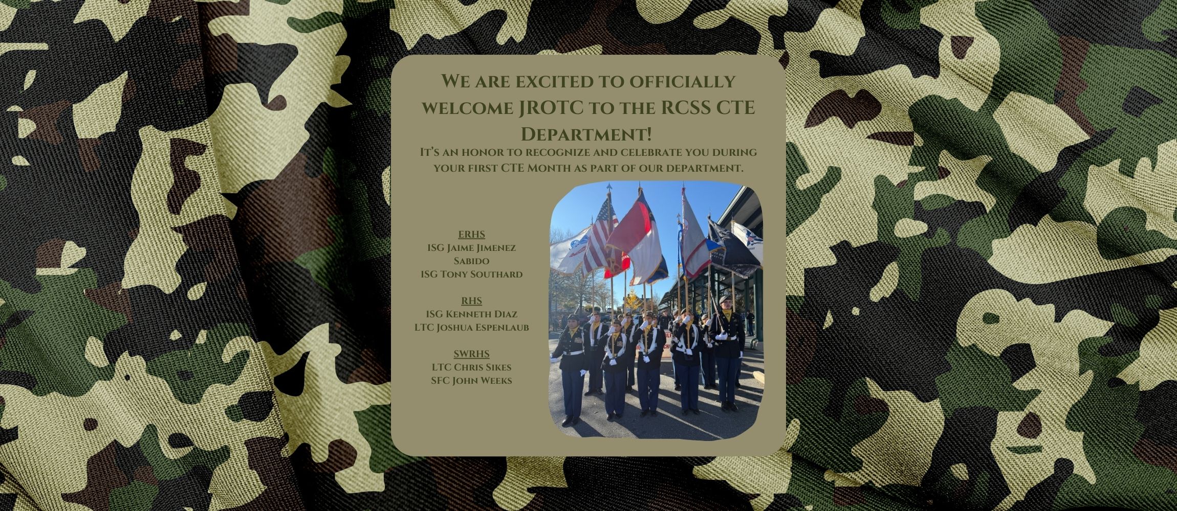 We are excited to officially welcome JROTC to the RCSS CTE Department! 