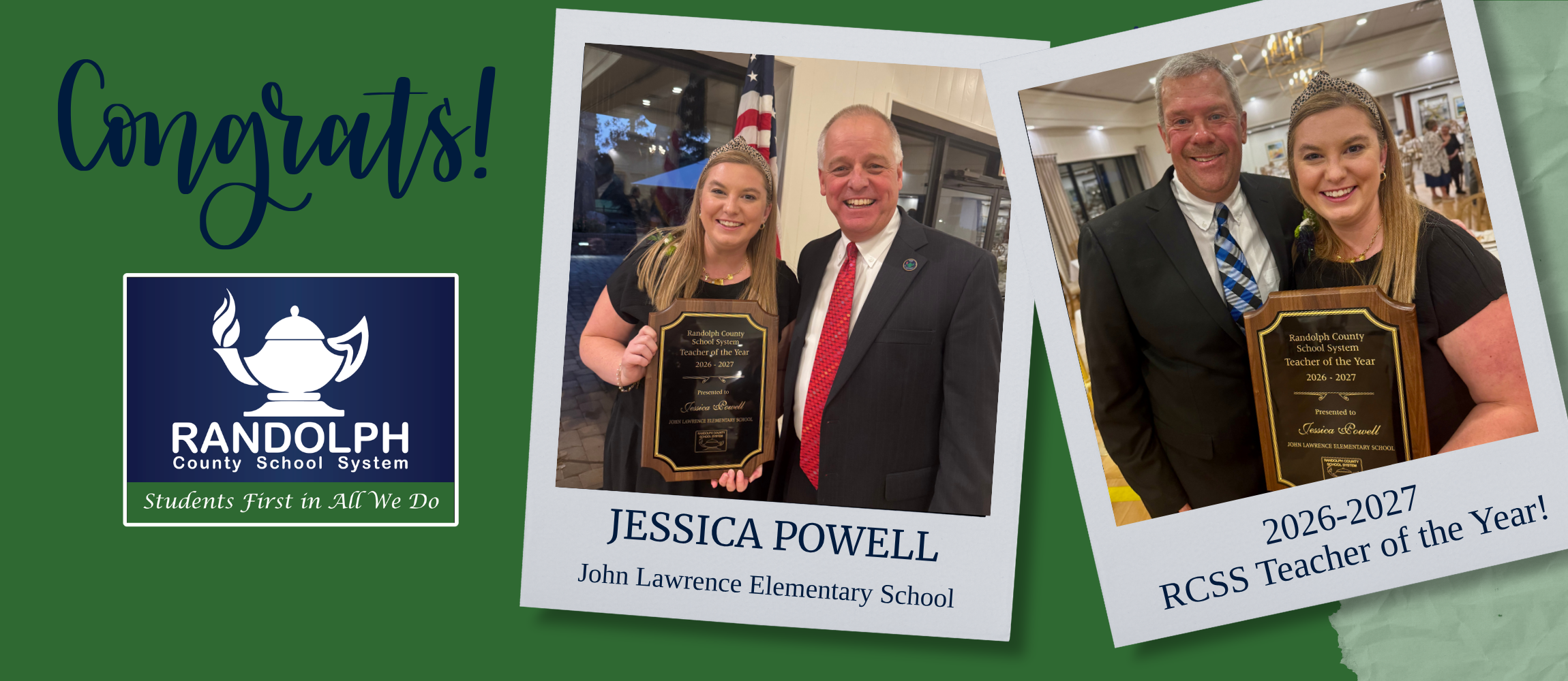 Jessica Powell, RCSS 2026-2027 Teacher of the Year!
