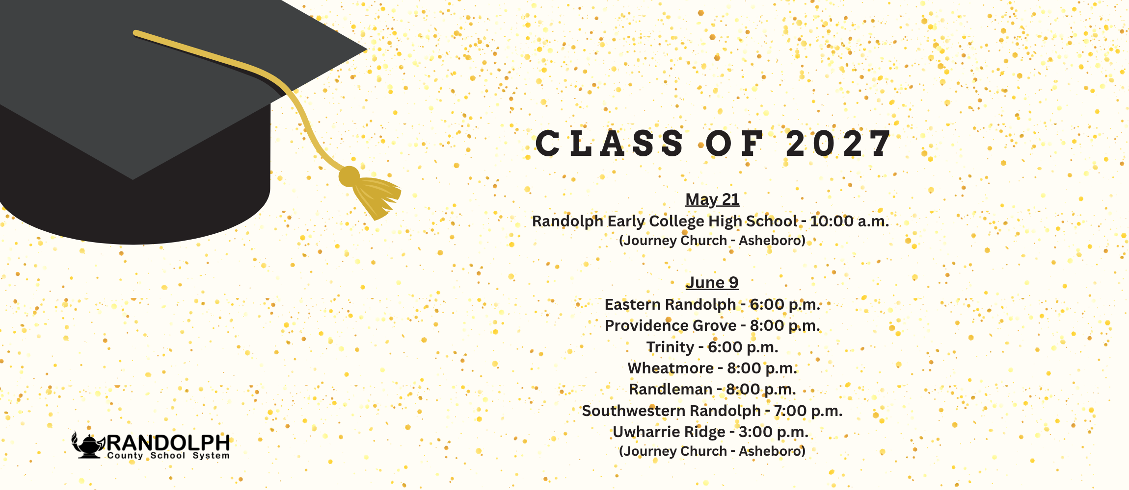 Class of 2027 Graduation dates and times