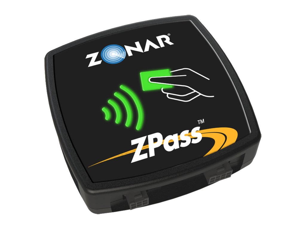 "A repeated pattern of the words 'zpass®' on a Zonar Zpass® image, representing a digital payment system."