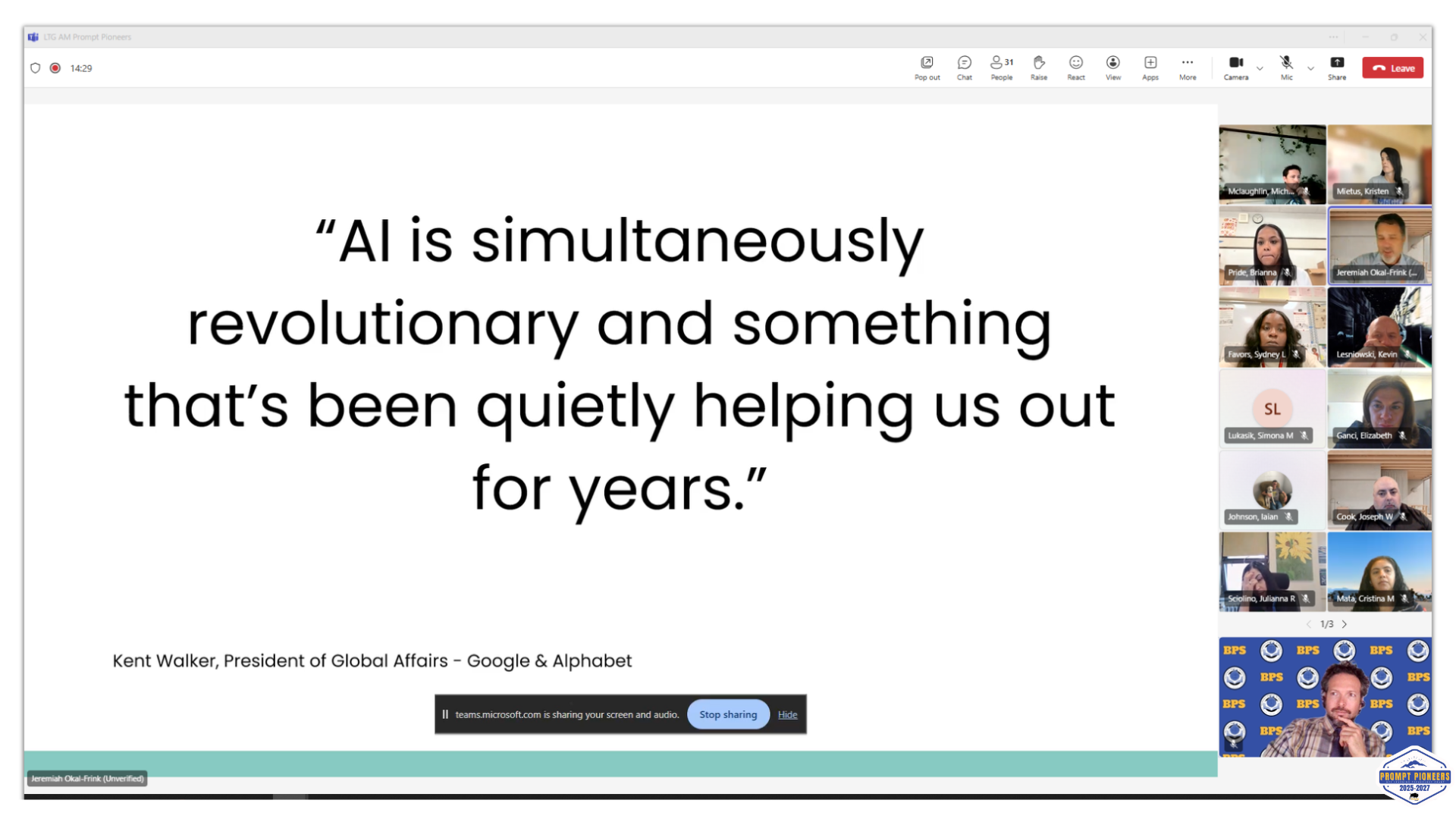 AI is simultaneously revolutionary and aomething that's been quietly helping us out for years a slide show prevention during a virtual meeting