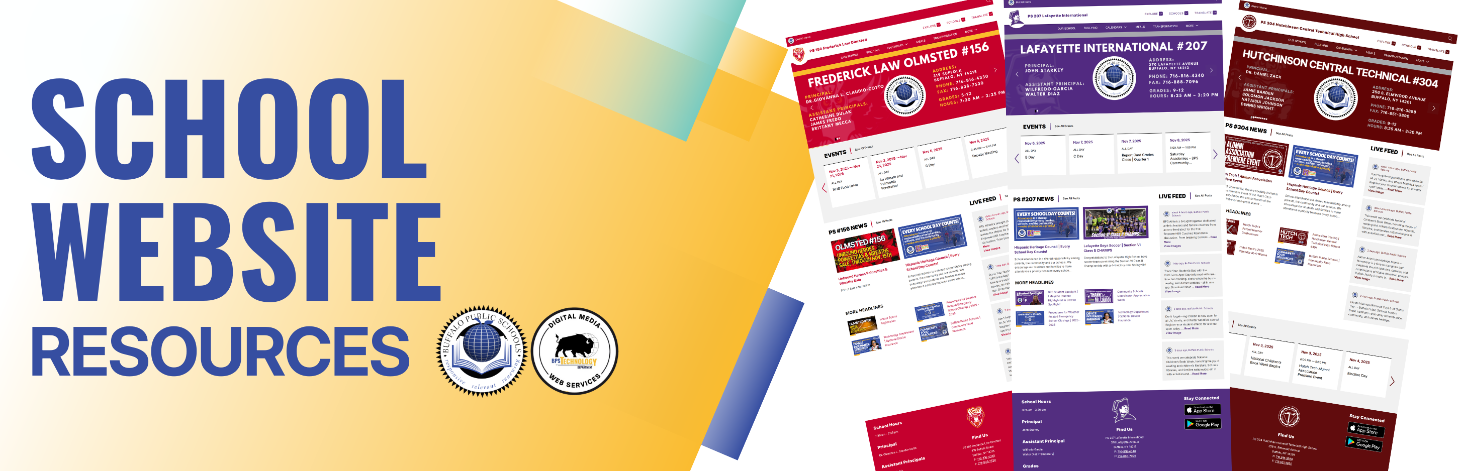 School Websites Banner Screenshots of 3 school homepages