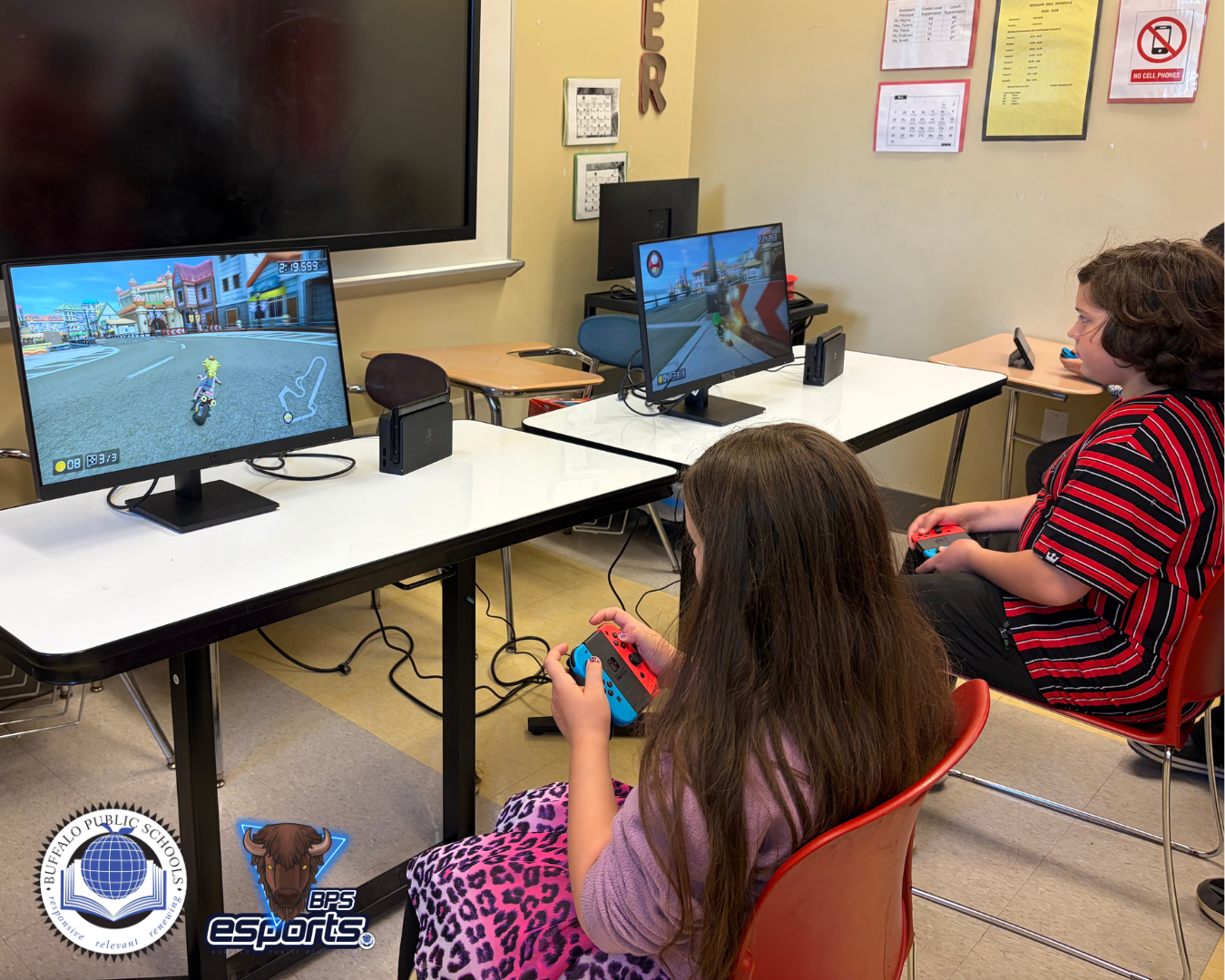 Students Playing Video Games on Desktop Computer