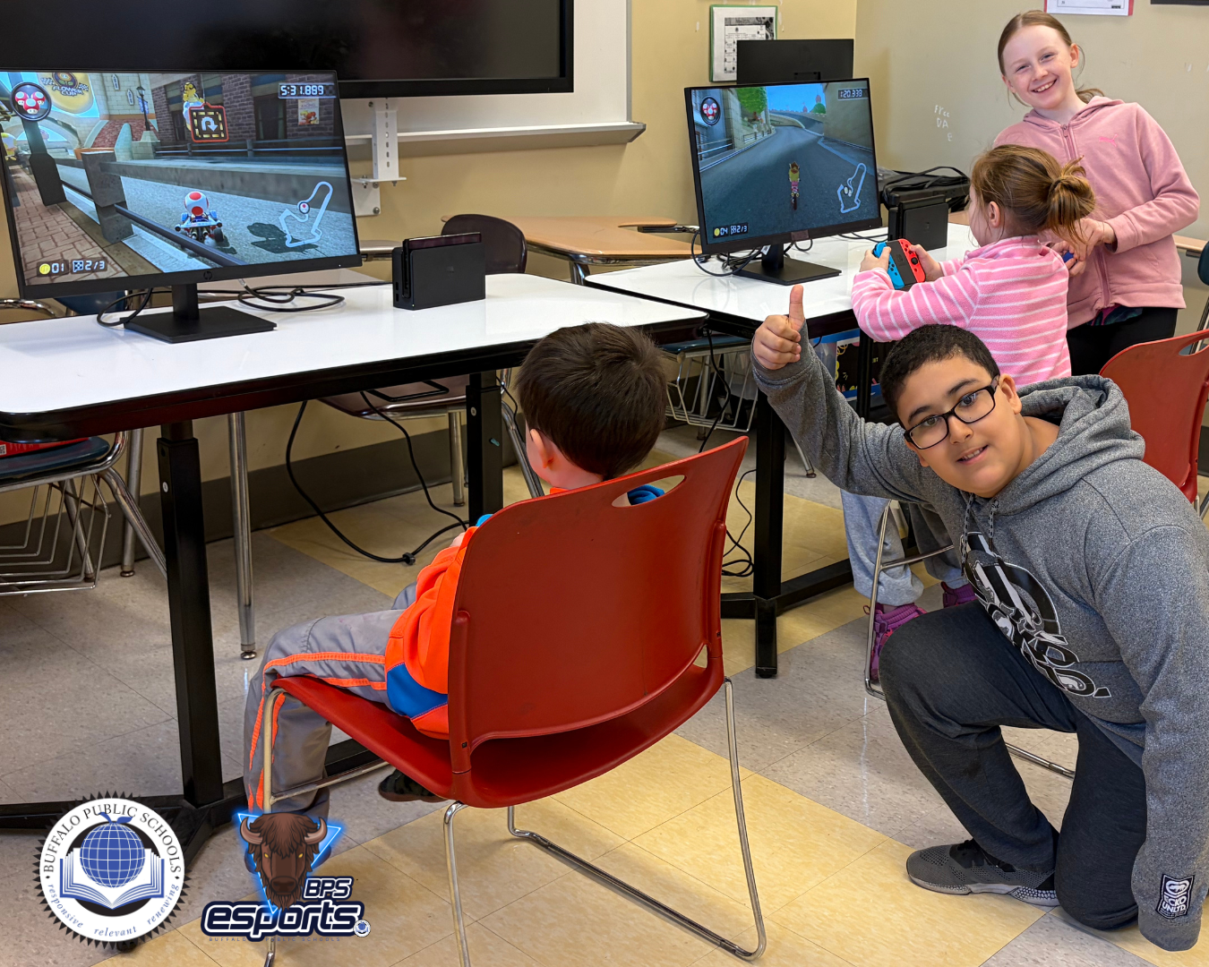 Students Playing Video Games on Desktop Computer