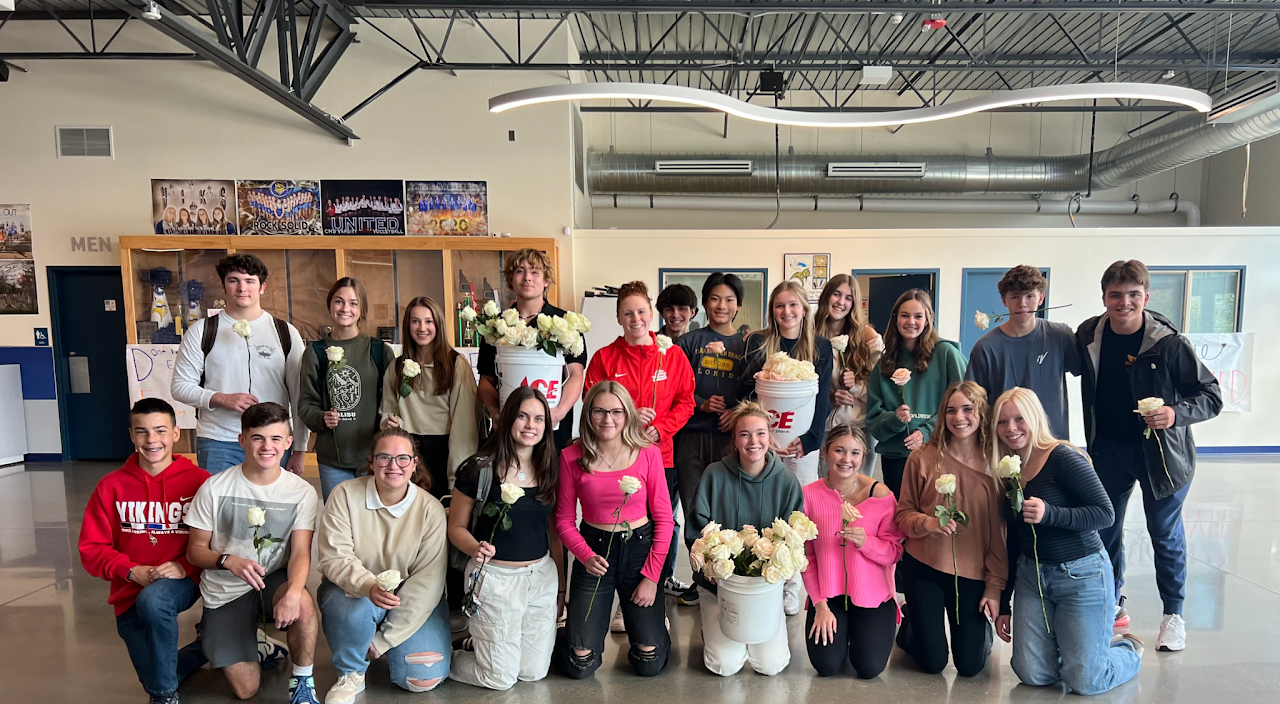 2023-24 Student Council  Handing Out Flowers for Mental Health Awareness Week