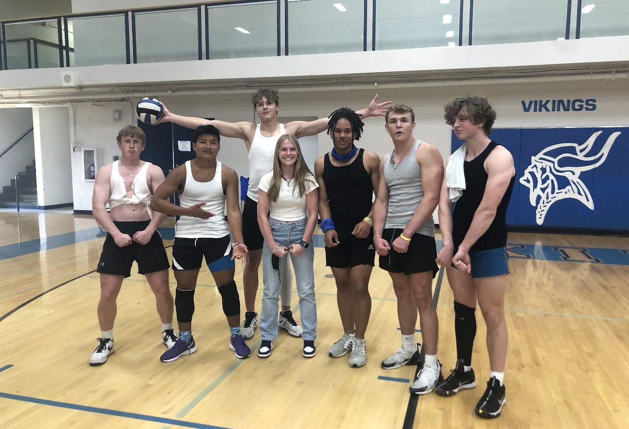 high school students flexing