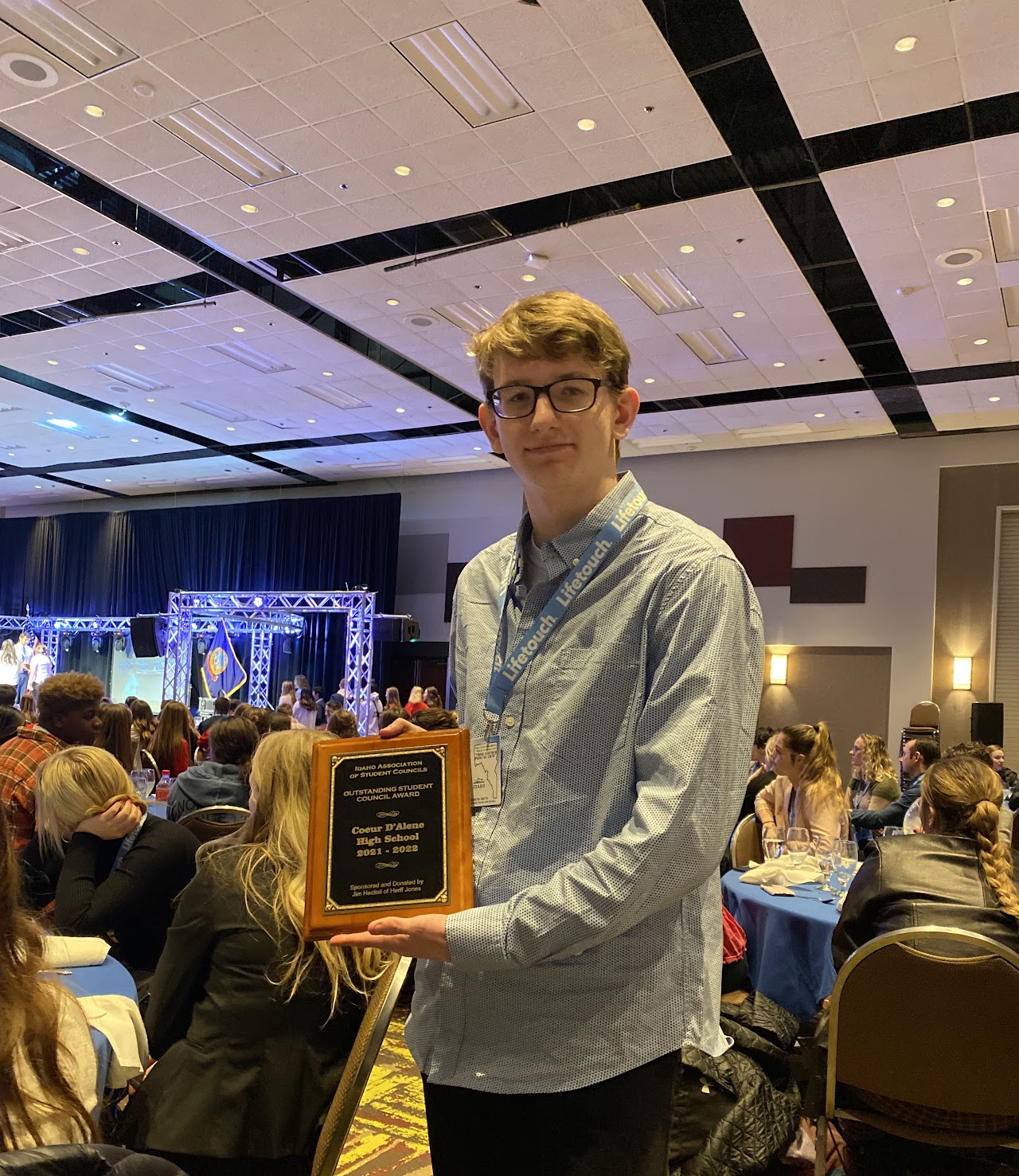 Student receiving an award