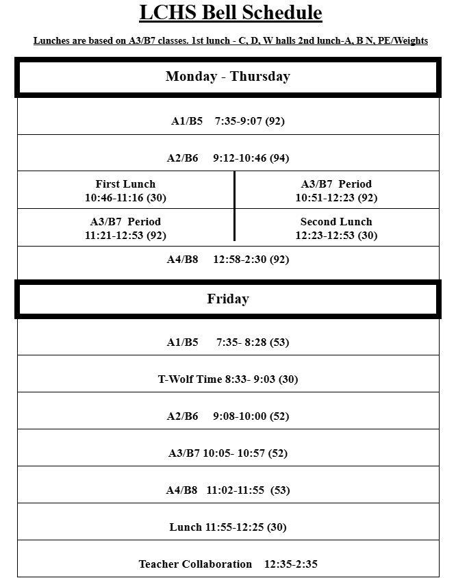 26-27 Bell Schedule