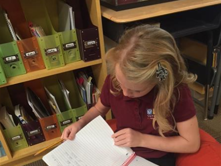 student writing