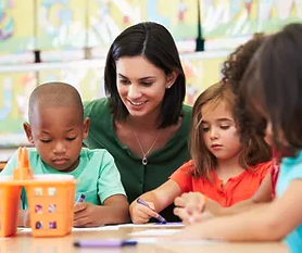 Teacher with students