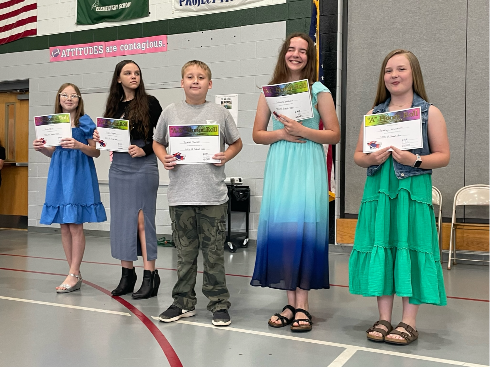 Group of Leaksville Spray students posing with their academic certificates