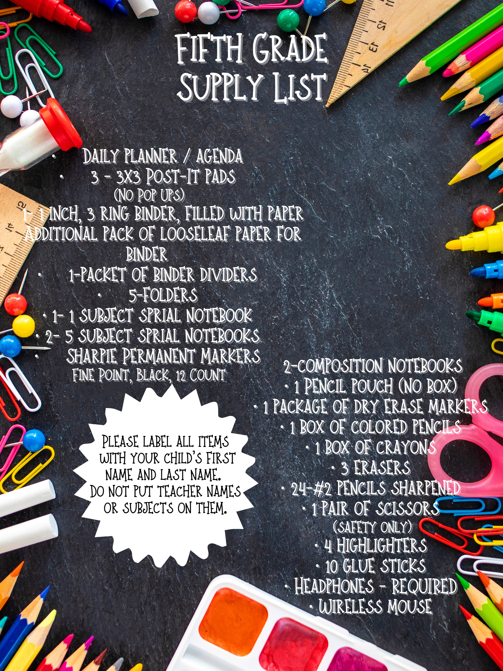 supply list