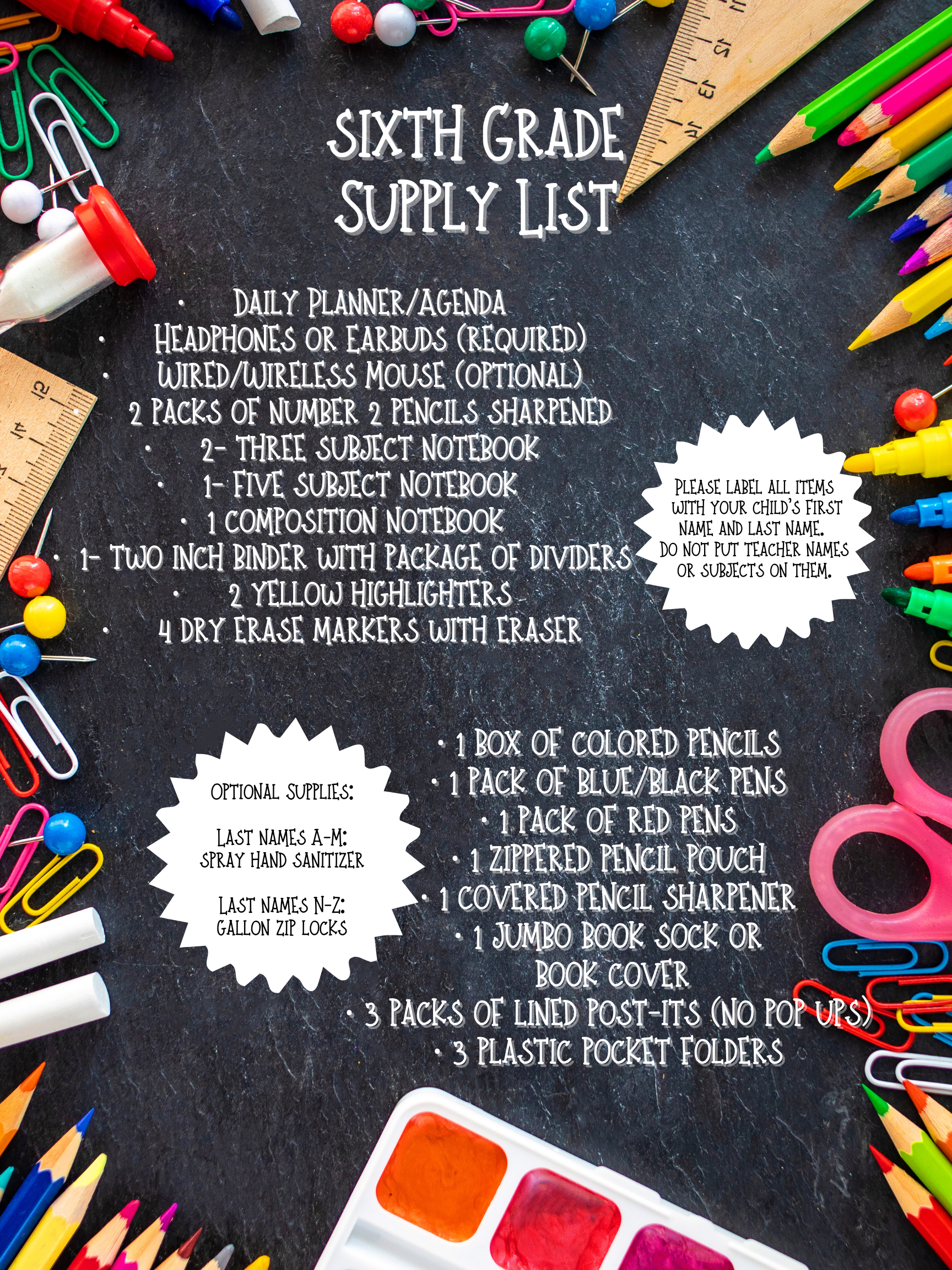supply list 6