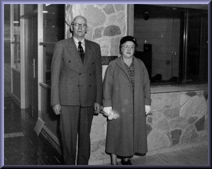 Mr. & Mrs. Raymond G. Bates Cornerstone laying at Bates School ~ 1957