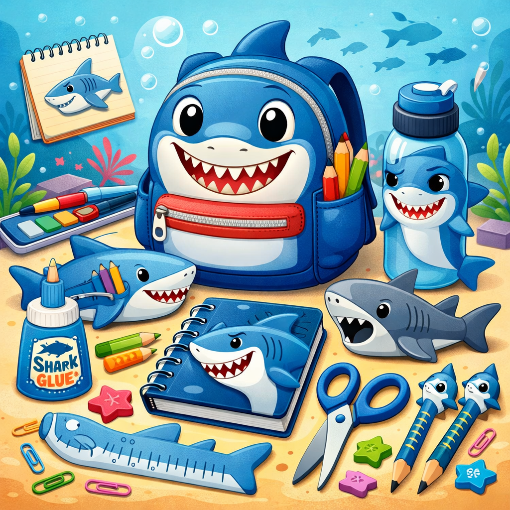 Shark Cartoon School Supplies